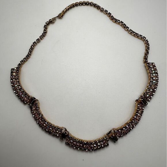 16" all gray pave and AB rhinestones and gold tone statement necklace! - Picture 11 of 17